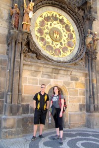 With Gaelle in front of the old clock tower. 